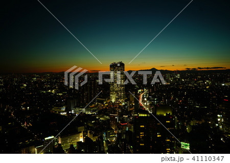 東京 都会 富士山 夕景 夜景 東京 都会 富士山 夕景 夜景 41110347