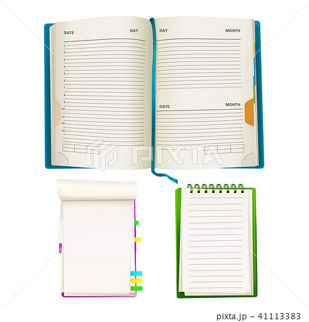 Vector cartoon notepad and notebooks set Vector cartoon notepad and notebooks set 41113383