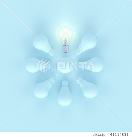 Light bulb among bulb blue pastel color 41114351