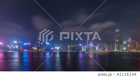 Panoramic view of Hong Kong city skyline at night 41116144
