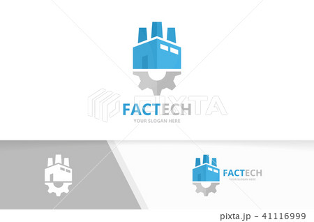 Vector factory and gear logo combination. Industry and mechanic symbol or icon. Unique manufacturing Vector factory and gear logo combination. Industry and mechanic symbol or icon. Unique manufacturing 41116999