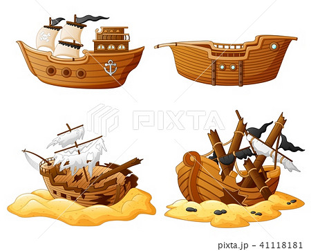 Set Of Broken Pirate Ship のイラスト素材