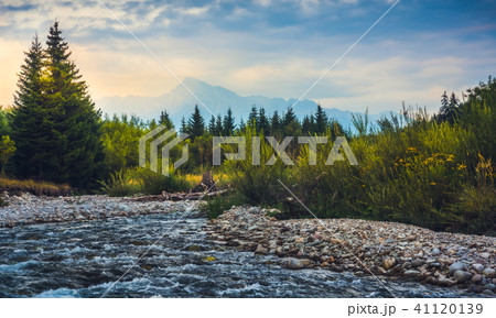 Landscape with River and Mountain 41120139