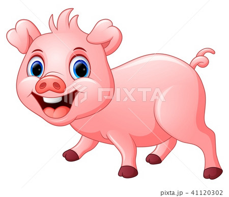 Cartoon happy pig isolated on white background Cartoon happy pig isolated on white background 41120302