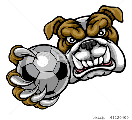 Bulldog Holding Soccer Ball Football Mascotのイラスト素材