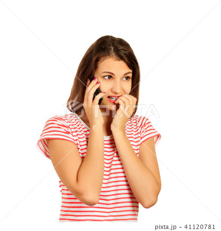 emotional girl isolated on white background 41120781