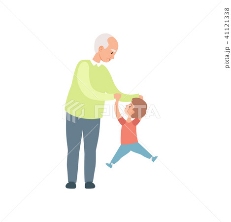 Grandpa and his little grandson having fun together, grandfather spending time playing with grandson Grandpa and his little grandson having fun together, grandfather spending time playing with grandson 41121338