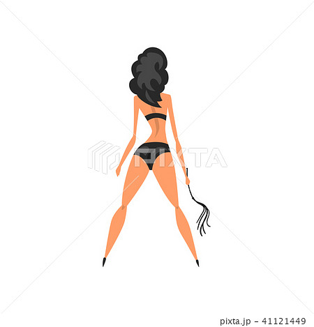 Pretty woman wearing in bdsm style standing with whip, back view vector Illustration on a white Pretty woman wearing in bdsm style standing with whip, back view vector Illustration on a white 41121449