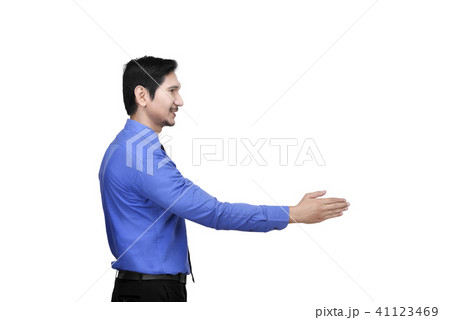 Side view of asian businessman offering his hands Side view of asian businessman offering his hands 41123469