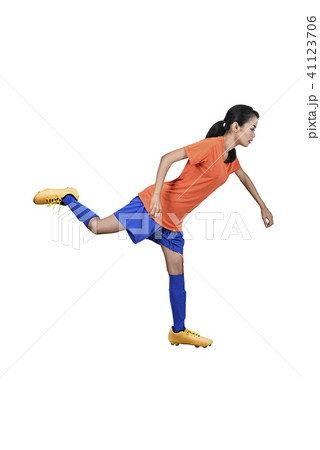 Professional asian football player woman kick Professional asian football player woman kick 41123706