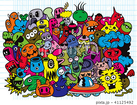 Funny monsters pattern for coloring book Funny monsters pattern for coloring book 41125492