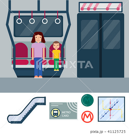 Metro station transportation modern railroad trip transit tunnel vehicle service vector illustration 41125725