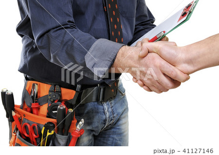 Elegant electrician technician isolated on white 41127146