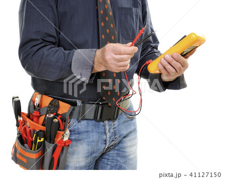 Elegant electrician technician isolated on white 41127150