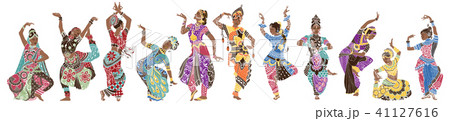 Dancing girls in bright oriental costumes 41127616