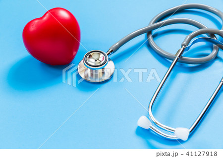 red rubber heart and stethoscope 41127918