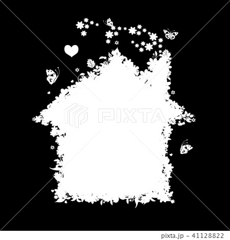 Floral house silhouette 41128822