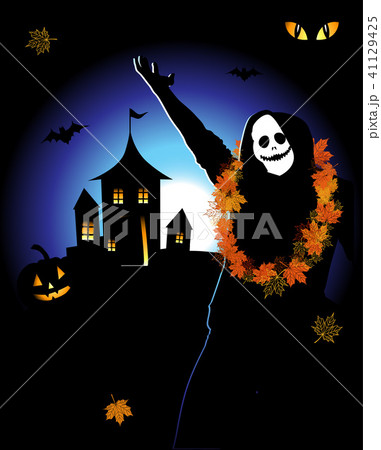 Halloween night holiday, house on hill 41129425