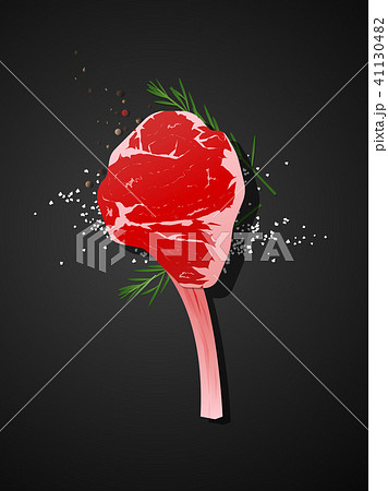 Raw beef, tomahawk steak on dark background Raw beef, tomahawk steak on dark background 41130482
