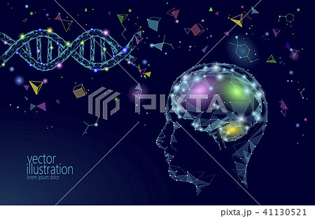 Human brain IQ smart business concept. E-learning nootropic drug supplement DNA medicine 41130521