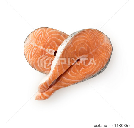Raw Salmon Steak Isolated 41130865