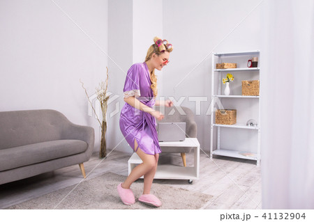 Girl dancing in living room. Girl dancing in living room. 41132904