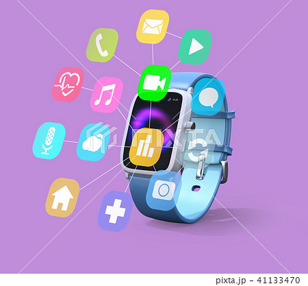 ピンク色の背景にスマートウォッチとアプリのイメージ ピンク色の背景にスマートウォッチとアプリのイメージ 41133470