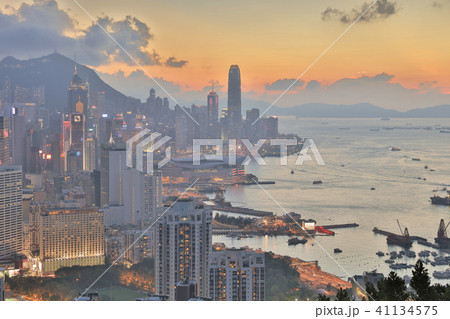 Hong Kong city with twilight sky at sunset 41134575