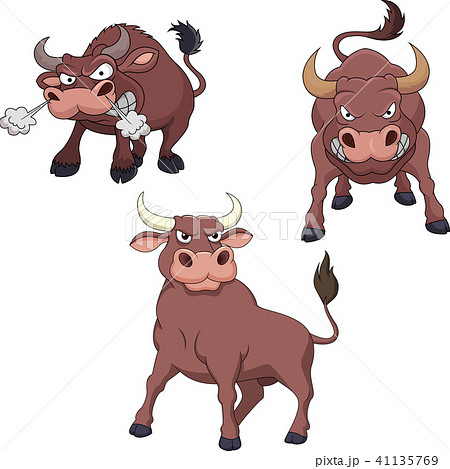 Cartoon angry bull collection set 41135769