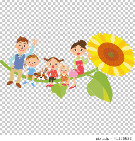 Family sitting on sunflower Family sitting on sunflower 41136628