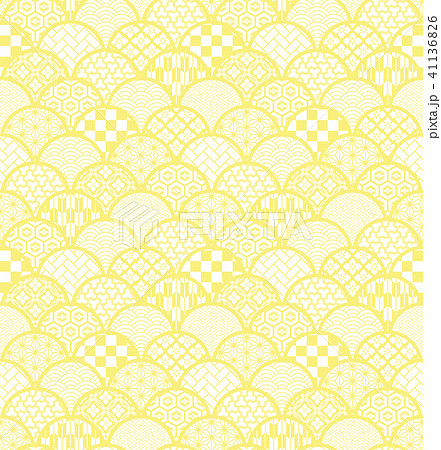 青海波　和柄MIX　背景　シームレスパターン 41136826