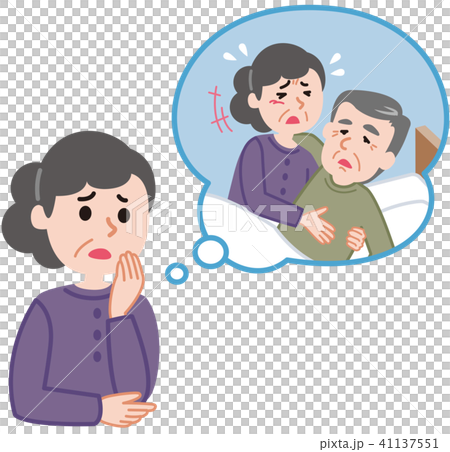 介護の悩み　老老介護の不安 41137551