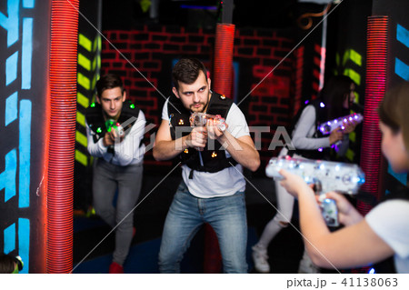 Young man on laser tag arena 41138063