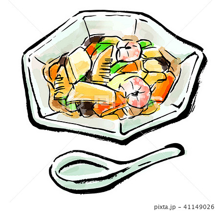 筆描き 食品 中華丼のイラスト素材