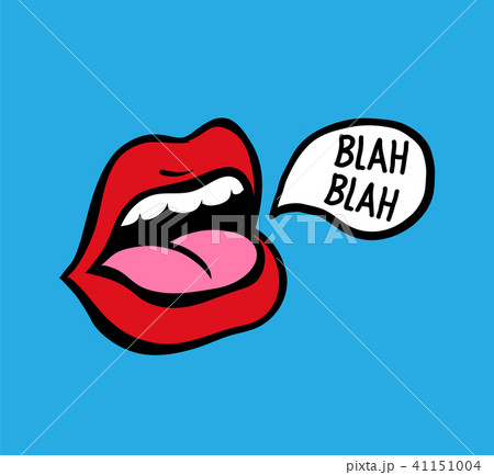 Pop art vector speaking red lips. Tongue sticking out 41151004