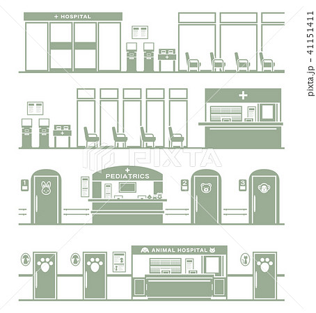 病院のイラスト シルエットのイラスト素材