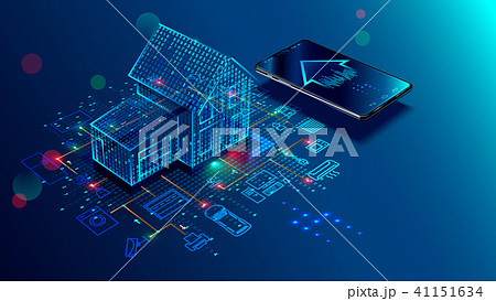IOT concept. Smart home connection and control with devices through home network. Internet of things IOT concept. Smart home connection and control with devices through home network. Internet of things 41151634