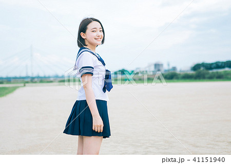笑顔のかわいい女子高生 の写真素材