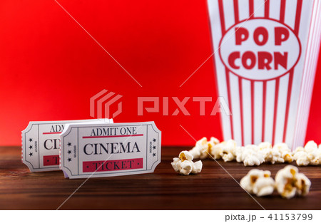 Popcorn With Two Red Movie Tickets Popcorn With Two Red Movie Tickets 41153799