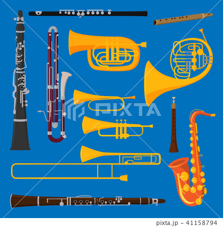 Musical wind air tube brass instruments vector isolated on background blow blare studio acoustic 41158794