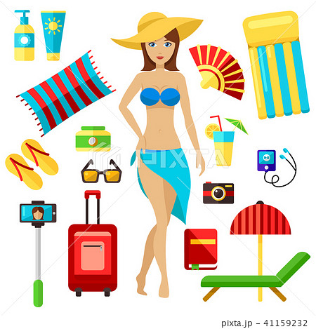 Preparing for summer beach vacation vector set. Preparing for summer beach vacation vector set. 41159232