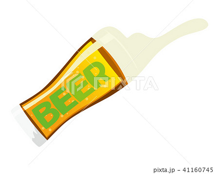 BEER　シンプルなビアグラスの文字イラスト 41160745
