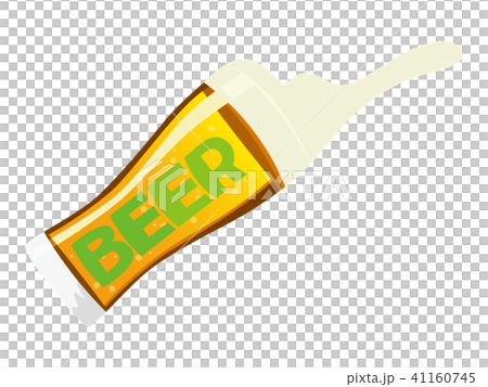 BEER　シンプルなビアグラスの文字イラスト 41160745
