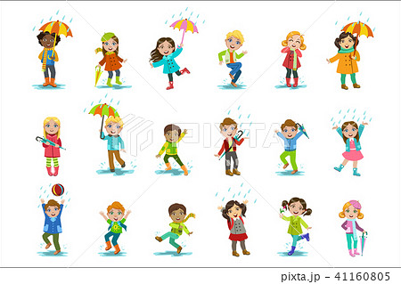 Children Enjoying The Rain 41160805