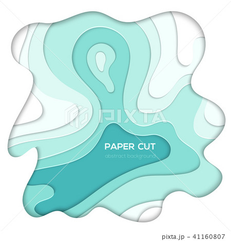 Blue abstract layout - vector paper cut illustration 41160807