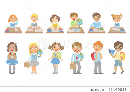 Kids Behind the Desks In School Set 41160818