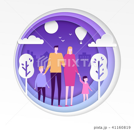 Family - modern vector paper cut illustration 41160819