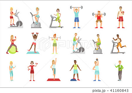 Women Training In Gym Setのイラスト素材