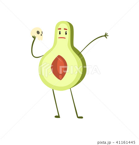 Funny avocado playing with soccer ball, emotional fruit cartoon character vector Illustration on a 41161445