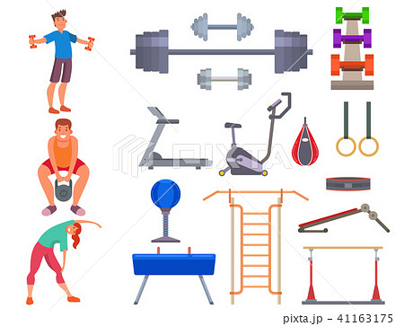 Fitness gym sporty club vector icons athlet and sport activity body tools wellness dumbbell Fitness gym sporty club vector icons athlet and sport activity body tools wellness dumbbell 41163175